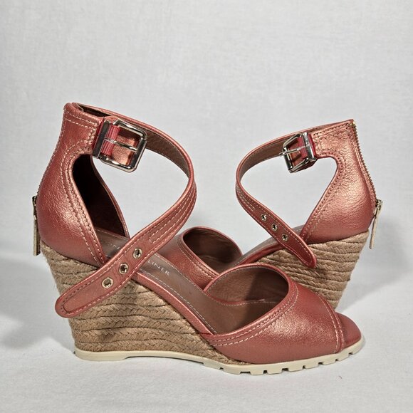 DONALD J PLINER Brook Metallic Coral Leather Ankle Espadrille Wedge Sandal 8.5 M - Picture 13 of 17